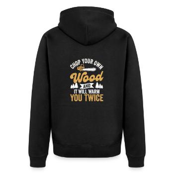 Coupez votre propre bois et il vous réchauffera deux fois plus - Veste à capuche bio Premium Unisexe - noir - Dos - Nico (187cm)