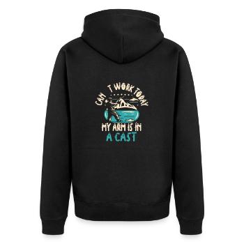 Fisherman I Can't Work Today My Arm Is in a cast - Unisex Premium Organic Zip Hoodie - black - Back - Nico (187cm)
