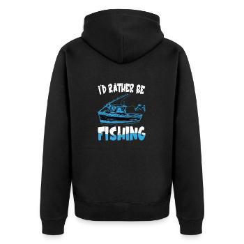 I'd Rather Be Fishing Lover Expert Fishermen - Unisex Premium Organic Zip Hoodie - black - Back - Nico (187cm)