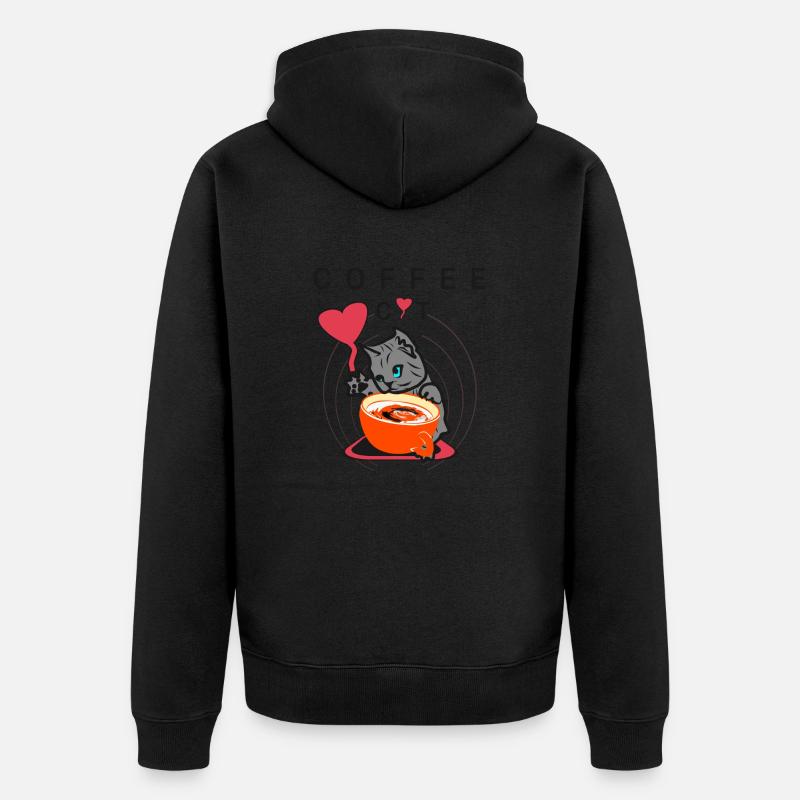 Chat du café - Veste à capuche bio Premium Unisexe - noir