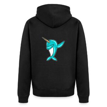 Dabbing Narwhal Lustiges Einhorn Des Meeres Dab Cool - Unisex Premium Bio Zip Hoodie - Schwarz - Hinten - Nico (187cm)