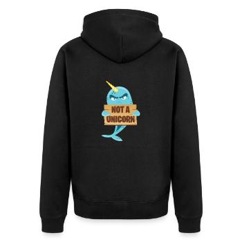 Pas un t-shirt licorne - Drôle de poisson narval Jeu de mots - Veste à capuche bio Premium Unisexe - noir - Dos - Nico (187cm)