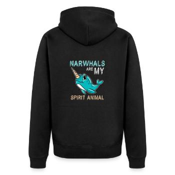 Narval sont mon Animal Drôle Mignon Mer Drôle - Veste à capuche bio Premium Unisexe - noir - Dos - Nico (187cm)