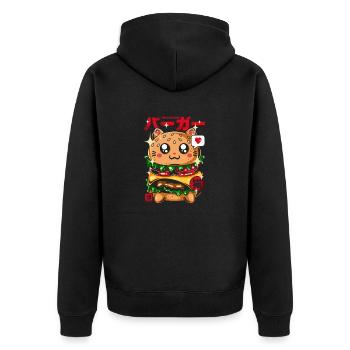 Japan Hamburger Cat Neko - Unisex Premium Organic Zip Hoodie - black - Back - Nico (187cm)