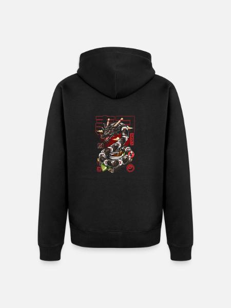 Japan Großer Sushi-Drache - Unisex Premium Bio Zip Hoodie - Schwarz
