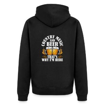 Musique country et bière, c’est pourquoi je suis ici Western - Veste à capuche bio Premium Unisexe - noir - Dos - Nico (187cm)