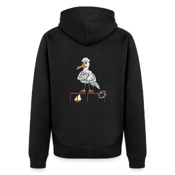 maritime, mouettes, mouettes, marins, voilier, ahoy - Veste à capuche bio Premium Unisexe - noir - Dos - Nico (187cm)