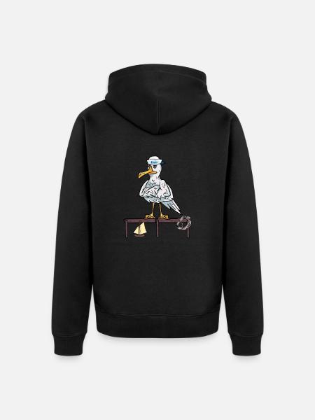 maritim Möwen Möwe Seefahrer Segelschiff Ahoi - Unisex Premium Bio Zip Hoodie - Schwarz