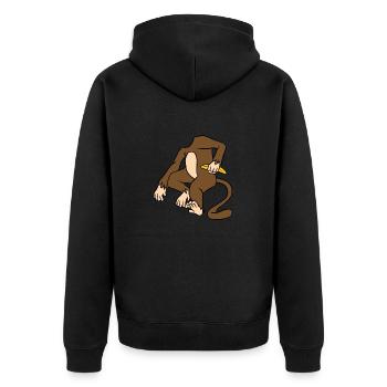 Corps de singe tenant une banane drôle de singe primate - Veste à capuche bio Premium Unisexe - noir - Dos - Nico (187cm)