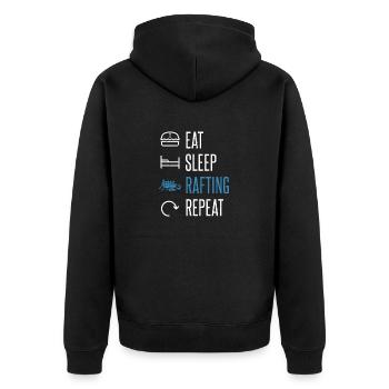 Manger Dormir Rafting Répéter Canoë en eau vive - Veste à capuche bio Premium Unisexe - noir - Dos - Nico (187cm)