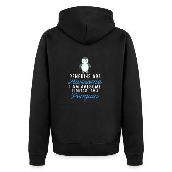 Les pingouins sont géniaux Je suis génial Pingouin mignon Jeu de mots - Veste à capuche bio Premium Unisexe - noir - Dos - Nico (187cm)