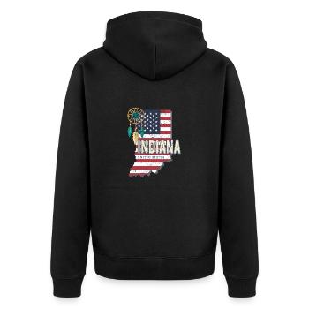Indiana États-Unis Carte Souvenir - Veste à capuche bio Premium Unisexe - noir - Dos - Nico (187cm)