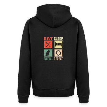 Eat Sleep Paintball Repeat Paintballer Tactical Pl - Unisex Premium Bio Zip Hoodie - Schwarz - Hinten - Nico (187cm)