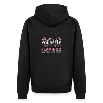 Sei immer du selbst, es sei denn, du kannst ein Flamingo sein - Unisex Premium Bio Zip Hoodie - Schwarz - Hinten - Nico (187cm)