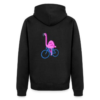 Flamingo Auf Einem Fahrrad Lustig Rosa Vogel Niedlich Spielen - Unisex Premium Bio Zip Hoodie - Schwarz - Hinten - Nico (187cm)