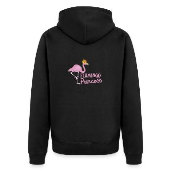 Flamingo Princess Gorgeous Crown Wading Bird Lover - Unisex Premium Organic Zip Hoodie - black - Back - Nico (187cm)
