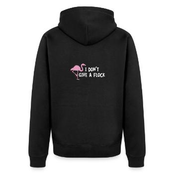 Je n’en ai rien à flouer T-Shirt - Drôle d’oiseau flamant rose - Veste à capuche bio Premium Unisexe - noir - Dos - Nico (187cm)