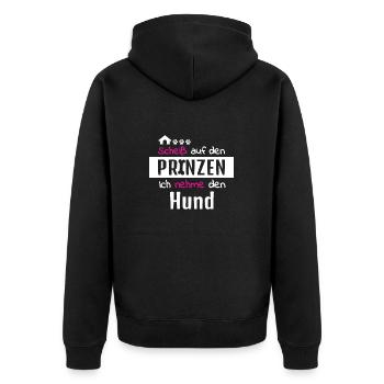 Hund Prinz Hundeschule Hundeliebe Hundeliebhaber - Unisex Premium Bio Zip Hoodie - Schwarz - Hinten - Nico (187cm)