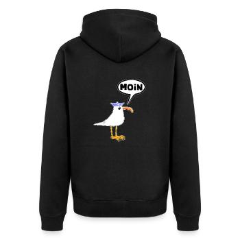 Moin Möwe Gummistiefel Stiefel Sprechblase - Unisex Premium Bio Zip Hoodie - Schwarz - Hinten - Nico (187cm)