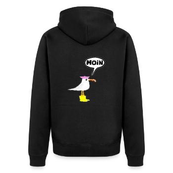 Moin Möwe Stiefel Sprechblase Frauen Gummistiefel - Unisex Premium Bio Zip Hoodie - Schwarz - Hinten - Nico (187cm)