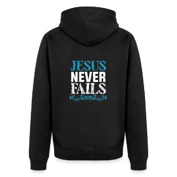 Jesus God - Unisex Premium Organic Zip Hoodie - black - Back - Nico (187cm)