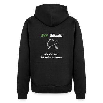 24H-Rennen Schwalbenschwanz Rennsport - Unisex Premium Bio Zip Hoodie - Schwarz - Hinten - Nico (187cm)