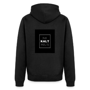 NIX KALT HEUTE - Unisex Premium Bio Zip Hoodie - Schwarz - Hinten - Nico (187cm)