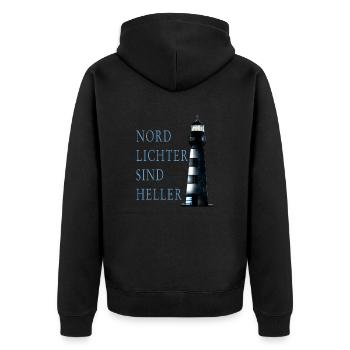Northern Lights with Lighthouse - Unisex Premium Organic Zip Hoodie - black - Back - Nico (187cm)