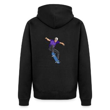 Purple Skater Kickflip Urban Vibe - Unisex Premium Organic Zip Hoodie - black - Back - Nico (187cm)