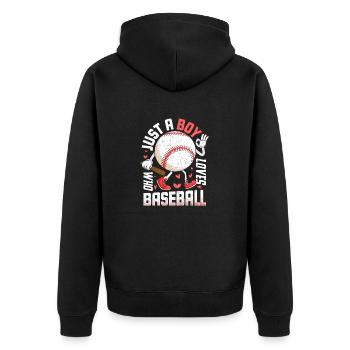 Lustig, nur ein Junge, der Baseball-amerikanischen - Unisex Premium Bio Zip Hoodie - Schwarz - Hinten - Nico (187cm)