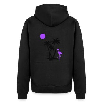 Palmiers flamants roses - Veste à capuche bio Premium Unisexe - noir - Dos - Nico (187cm)
