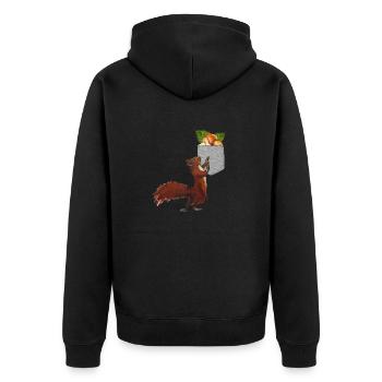 Eichhörnchen, das Nach Nüssen In Deinem Falschen Taschenspaß Greift - Unisex Premium Bio Zip Hoodie - Schwarz - Hinten - Nico (187cm)