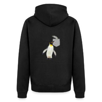 Pinguin, der nach Fisch in Ihrer falschen Tasche greift Spaß - Unisex Premium Bio Zip Hoodie - Schwarz - Hinten - Nico (187cm)