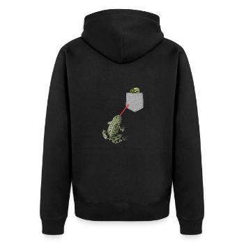Frog Tongue Reaching For Tadpole In Your Pocket - Unisex Premium Organic Zip Hoodie - black - Back - Nico (187cm)