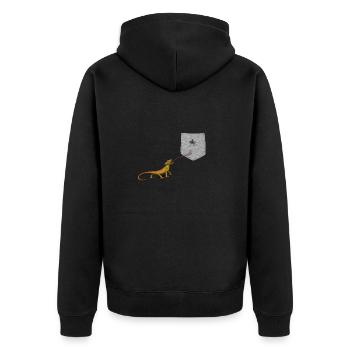 Lizard Tongue Reaching For Fly In Fake Pocket Fun - Unisex Premium Organic Zip Hoodie - black - Back - Nico (187cm)