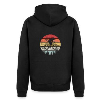 retro Radfahrer Fahrrad Mountain Bike Geschenk - Unisex Premium Bio Zip Hoodie - Schwarz - Hinten - Nico (187cm)