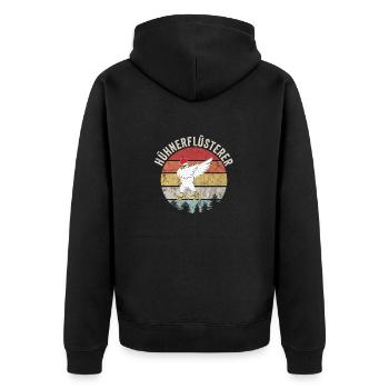 Lustiger Retro Hühnerflüsterer Hühner Huhn - Unisex Premium Bio Zip Hoodie - Schwarz - Hinten - Nico (187cm)