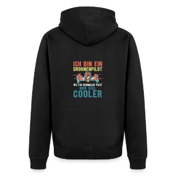 Ich bin ein Drohnenpilot RC Drohne Quadrocopter - Unisex Premium Bio Zip Hoodie - Schwarz - Hinten - Nico (187cm)