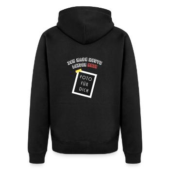 Ich habe heute leider kein Foto für dich - Unisex Premium Bio Zip Hoodie - Schwarz - Hinten - Nico (187cm)