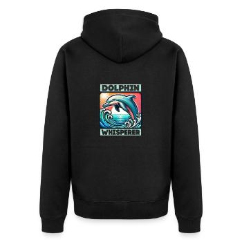 Dolphin Whisperer Beach Vacation Marine Biology - Unisex Premium Organic Zip Hoodie - black - Back - Nico (187cm)