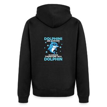 Dolphins Are Awesome Beach Vacation Marine Biology - Unisex Premium Organic Zip Hoodie - black - Back - Nico (187cm)