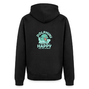 Dolphins Make Me Happy Beach Vacation Marine Biolo - Unisex Premium Organic Zip Hoodie - black - Back - Nico (187cm)
