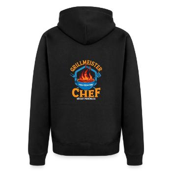Grillmeister Hier grillt der Chef BBQ Griller Gril - Unisex Premium Bio Zip Hoodie - Schwarz - Hinten - Nico (187cm)