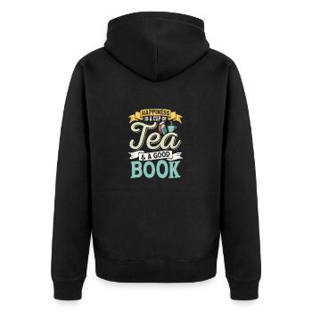 Happiness Is A Cup Of Tea & A Good Book Tea Drinke - Unisex Premium Bio Zip Hoodie - Schwarz - Hinten - Nico (187cm)