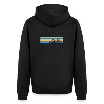 Radfahrer Fahrrad Geschenk Vintage - Unisex Premium Bio Zip Hoodie - Schwarz - Hinten - Nico (187cm)