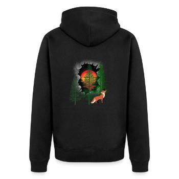 Forest Dwellers Fox Foxes Sunset Fairy Tale - Unisex Premium Organic Zip Hoodie - black - Back - Nico (187cm)