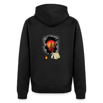 Nature Holiday Holiday Tent Camping Nature Lovers - Unisex Premium Organic Zip Hoodie - black - Back - Nico (187cm)