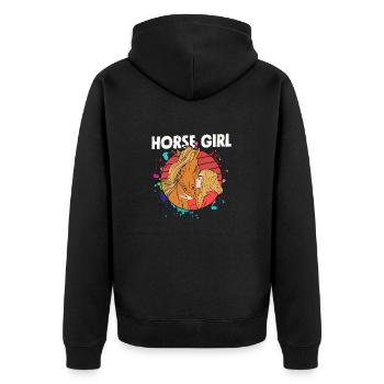 Horse Girl Horseback Riding Woman - Unisex Premium Bio Zip Hoodie - Schwarz - Hinten - Nico (187cm)