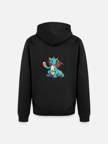 Smok Smok Dziecko Dzieci Lody Dziecko - Ekologiczna rozpinana bluza z kapturem Premium unisex - czarny