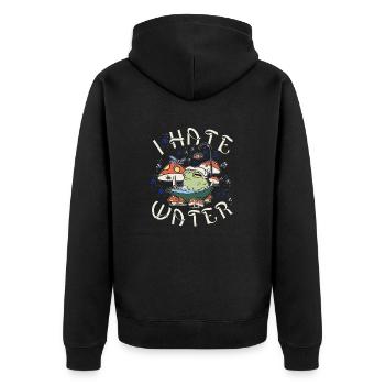 Water Saying - Unisex Premium Organic Zip Hoodie - black - Back - Nico (187cm)